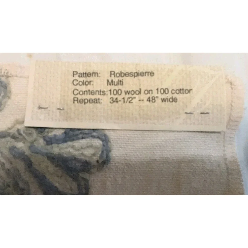 Frederik & Joyce Robespierre embroidered floral fabric sample wool on cotton Vtg